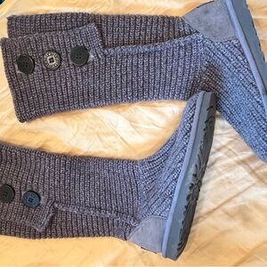 UGG Charcoal Knit Button Boots women’s size 7 wool shearling sweater